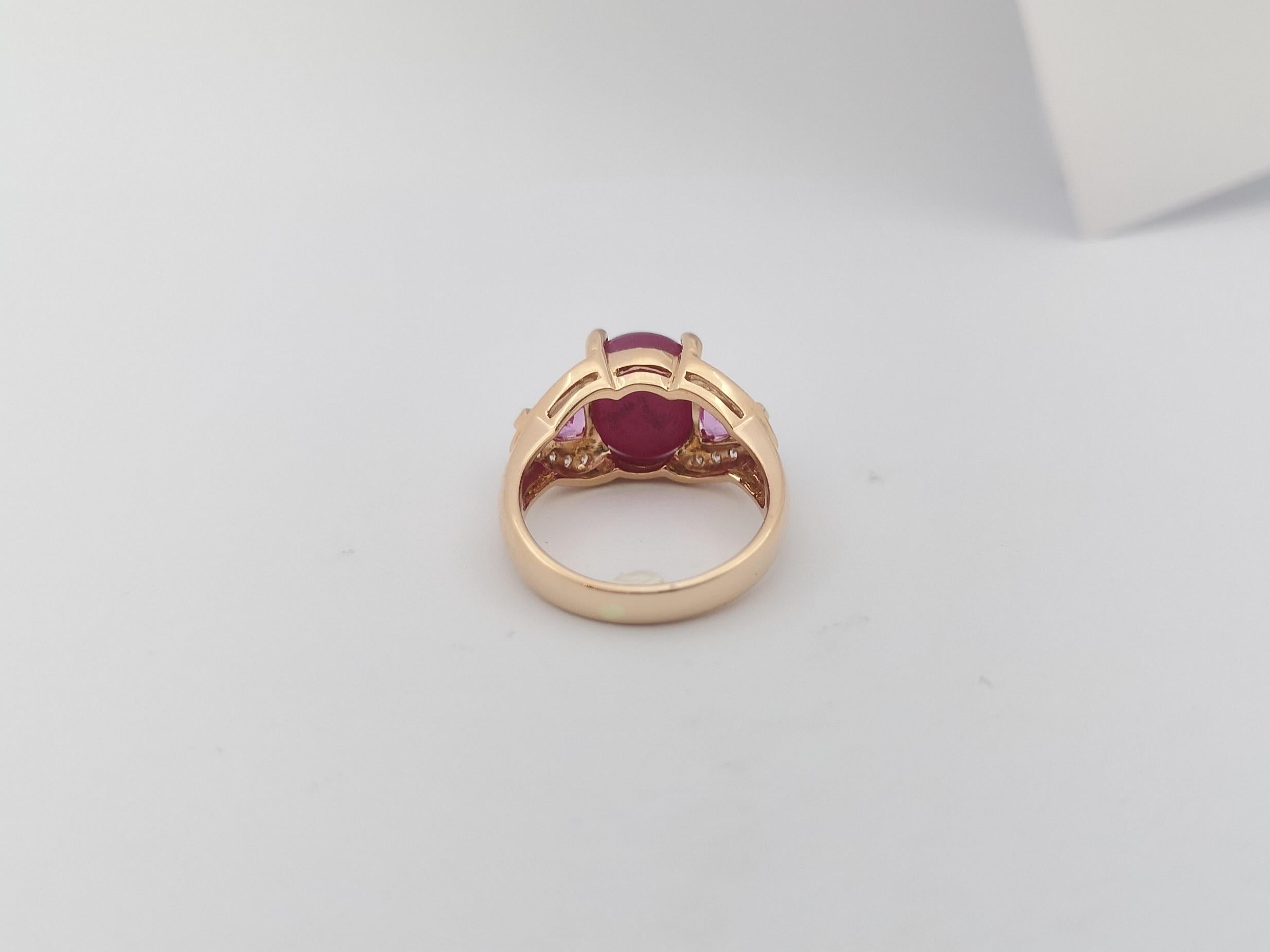 Star Ruby, Pink Sapphire and Diamond Ring Set in 18 Karat Rose Gold Settings For Sale 2
