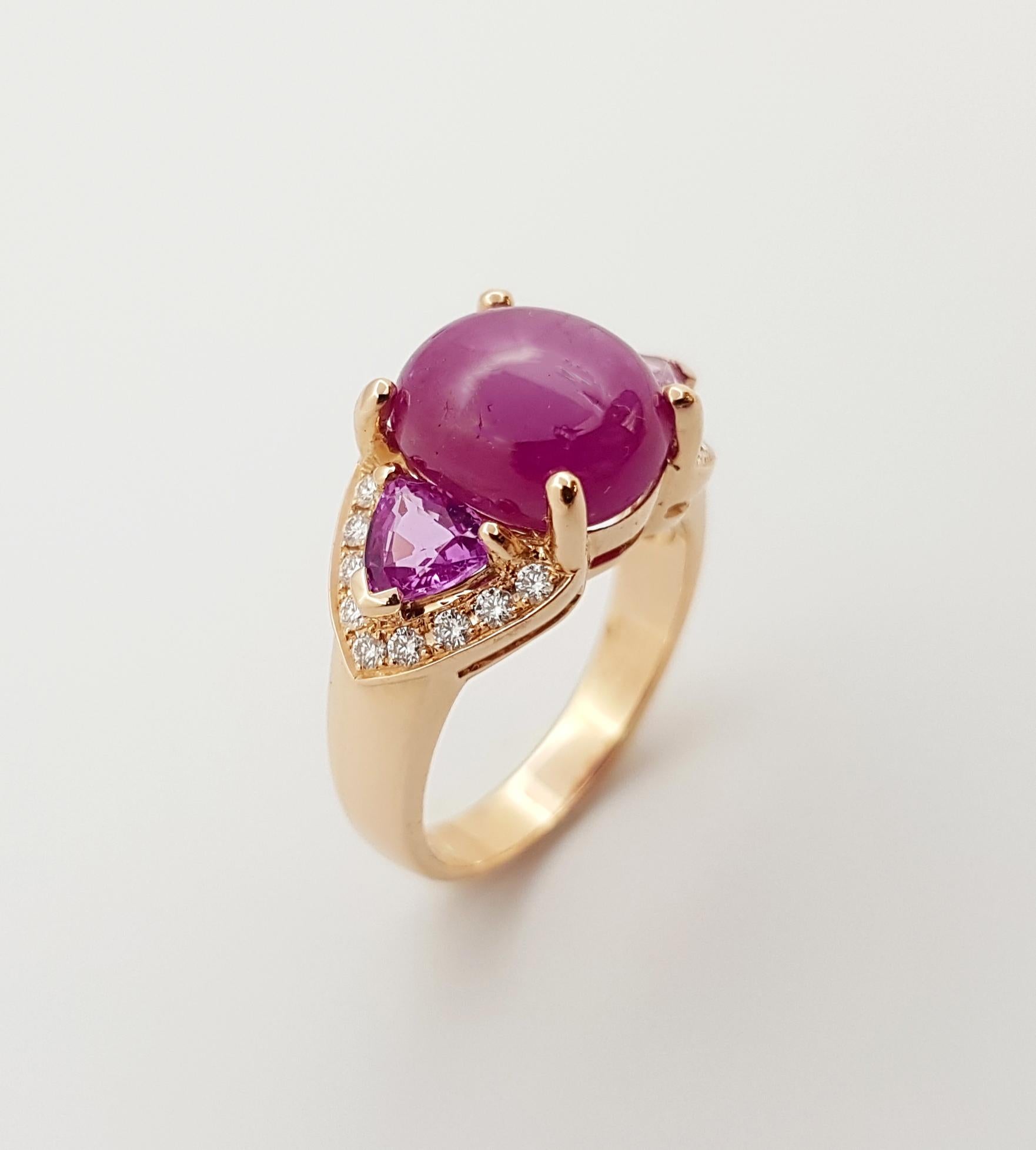 Star Ruby, Pink Sapphire and Diamond Ring Set in 18 Karat Rose Gold ...