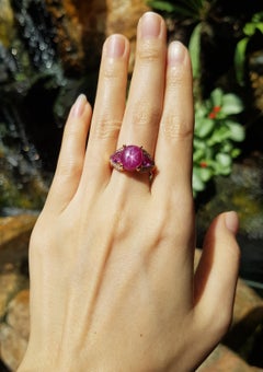 Star Ruby, Pink Sapphire and Diamond Ring Set in 18 Karat Rose Gold Settings