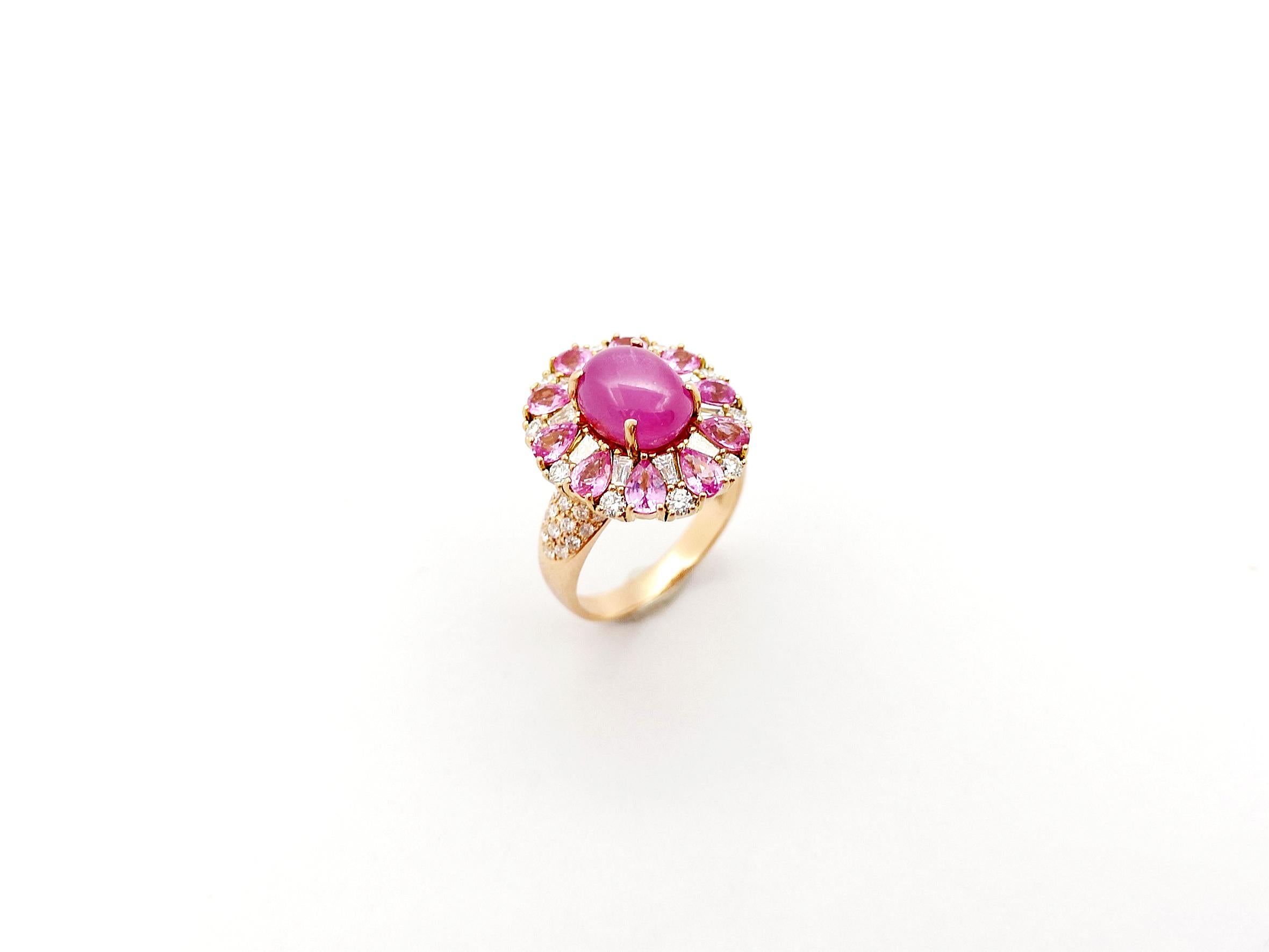 Star Ruby, Pink Sapphire and Diamond Ring set in 18K Rose Gold Settings For Sale 10