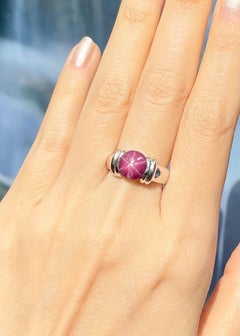 Star Ruby Ring set in 18K White Gold Settings