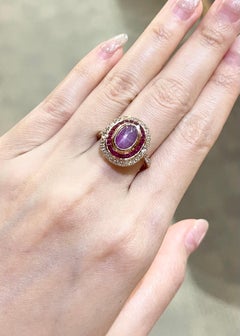 Sternrubin, Rubin und brauner Diamantring in 18 Karat Roségoldfassung