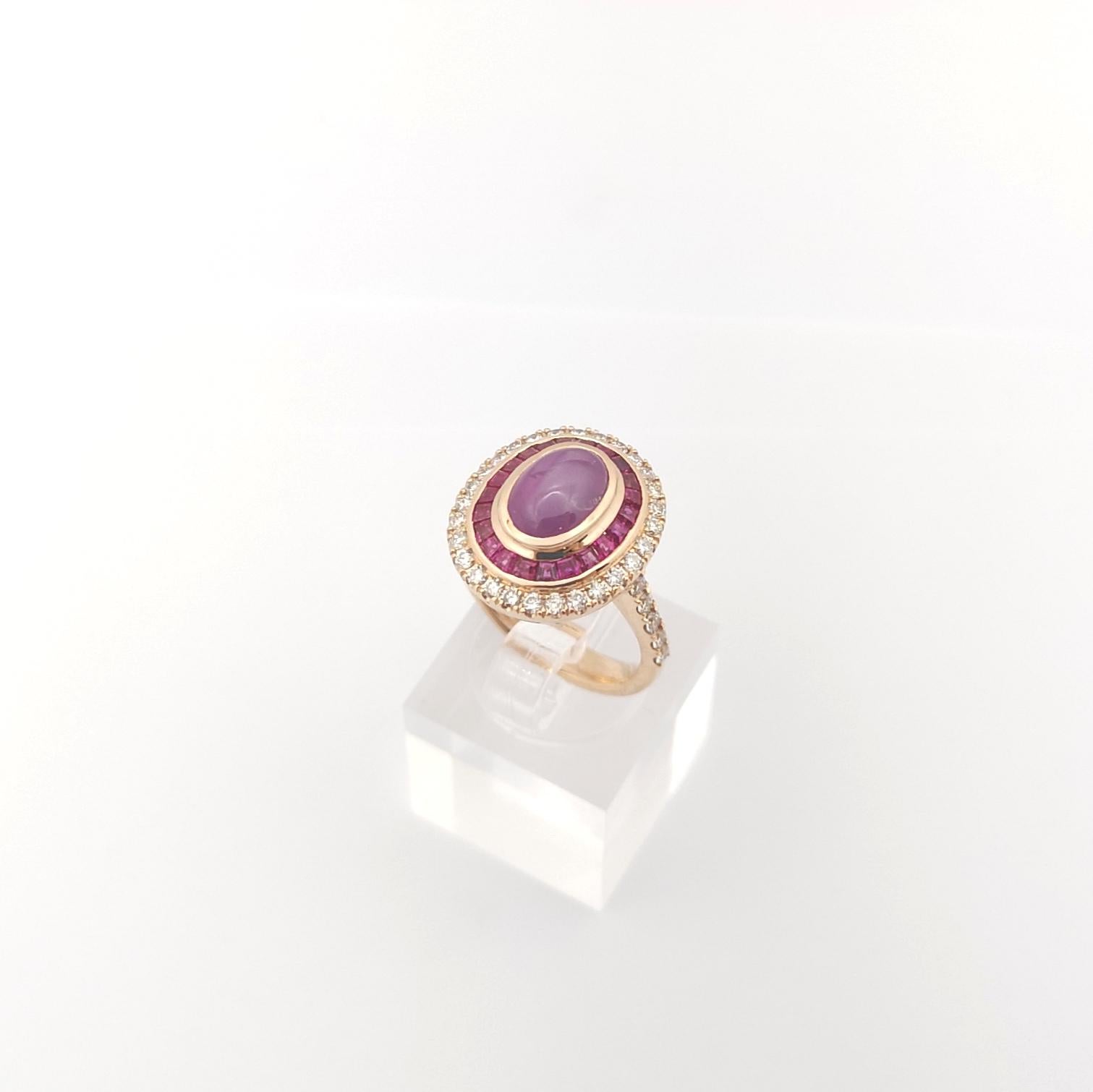 Star Ruby, Ruby and Brown Diamond Ring set in 18K Rose Gold Settings For Sale 1