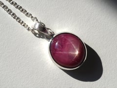 Star Ruby Silver Necklace Natural Red 15 ct Ruby Gemstone Pendant gift LOTR