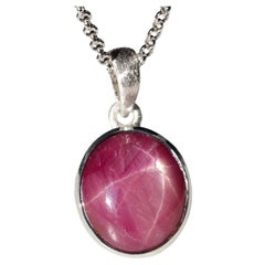 Star Ruby Silver Necklace Natural Red 15 ct Ruby Gemstone Pendant gift LOTR