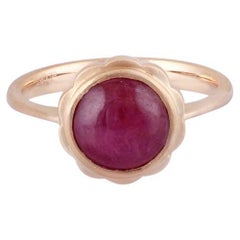 Star Ruby  Surrounded By Matte Finish 18k Yellow Gold Ring