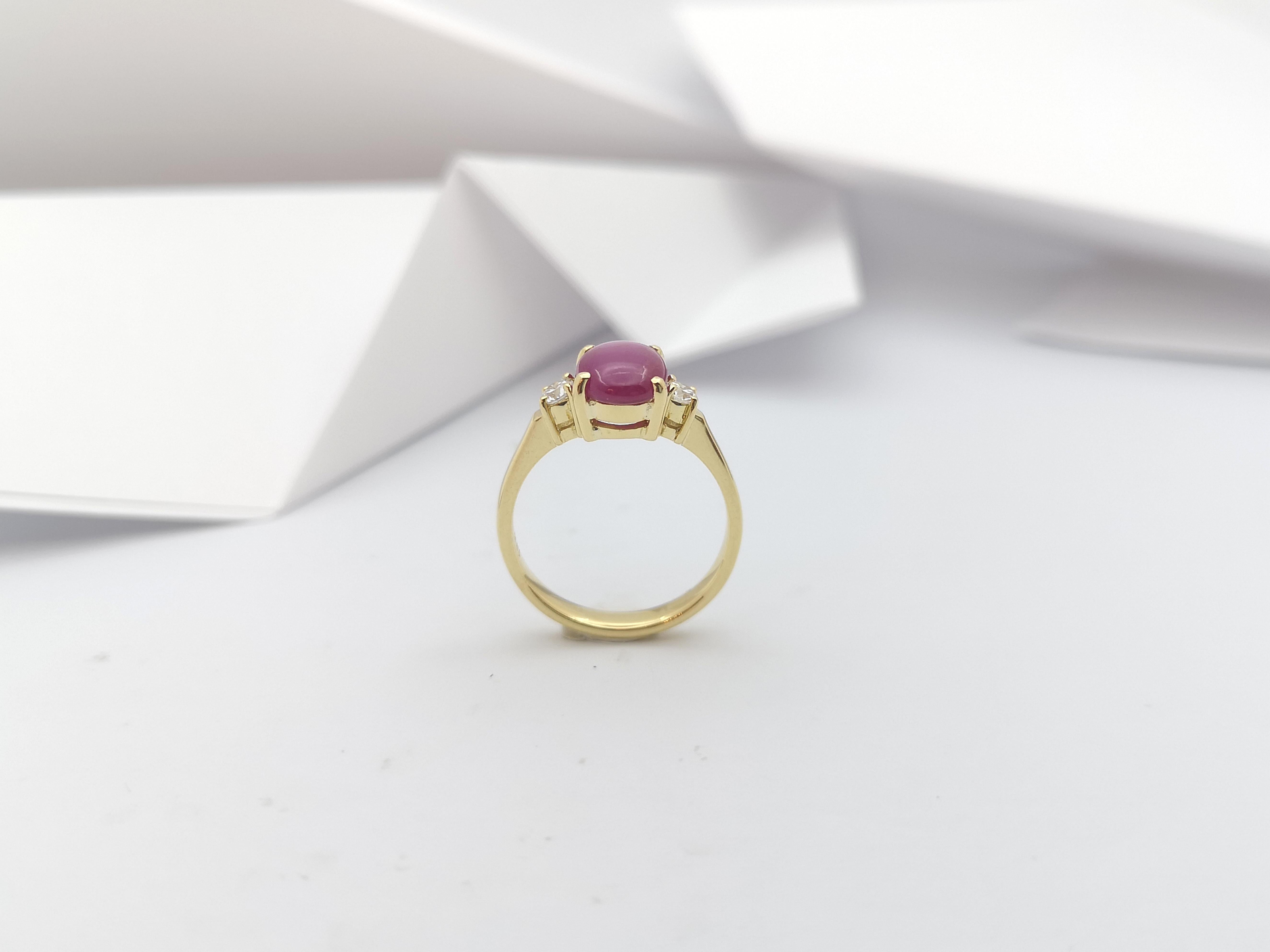 Certified Unheated Star Ruby with Diamond Ring Set in 18 Karat Gold Settings For Sale 3
