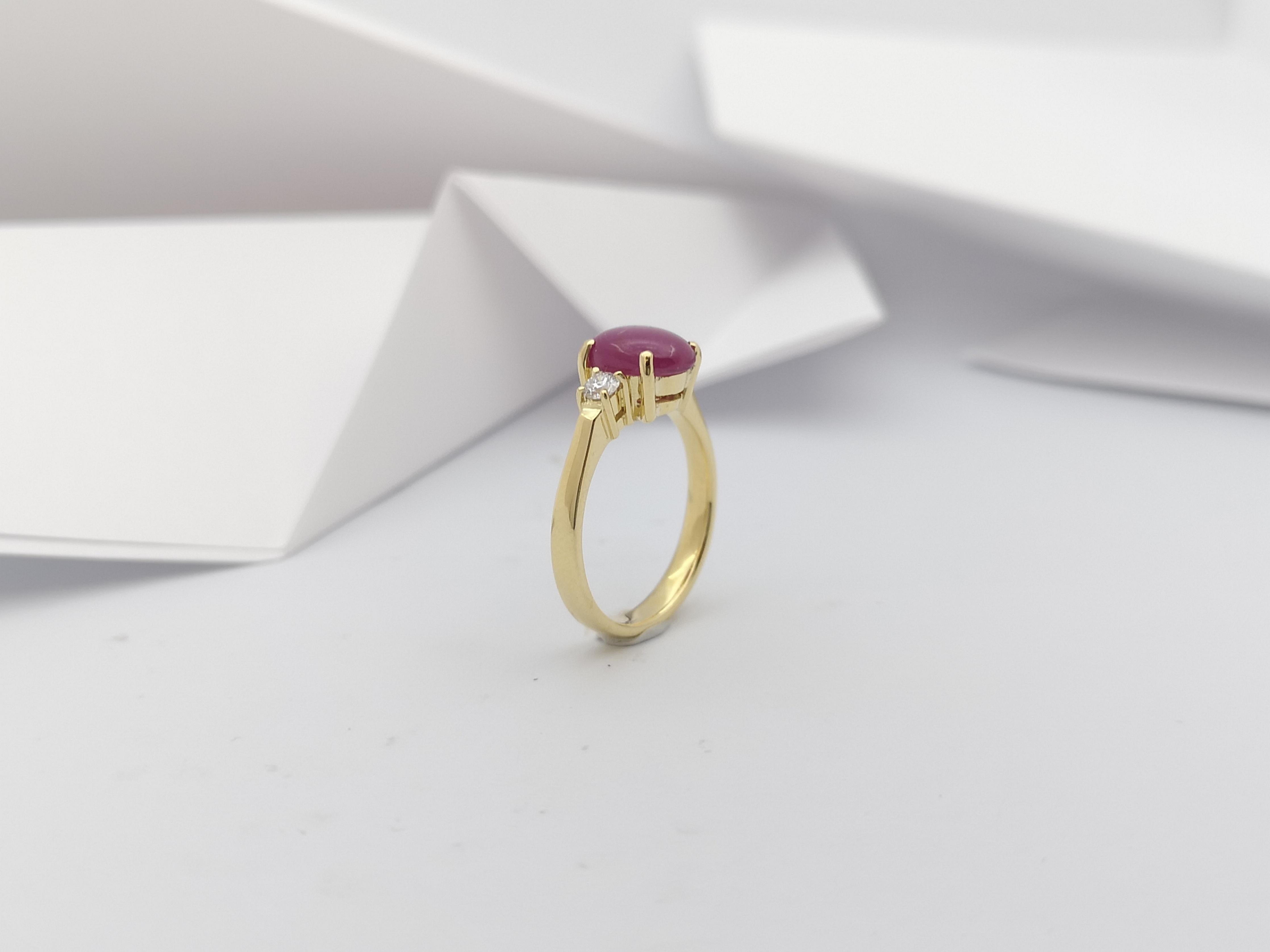 Certified Unheated Star Ruby with Diamond Ring Set in 18 Karat Gold Settings For Sale 5