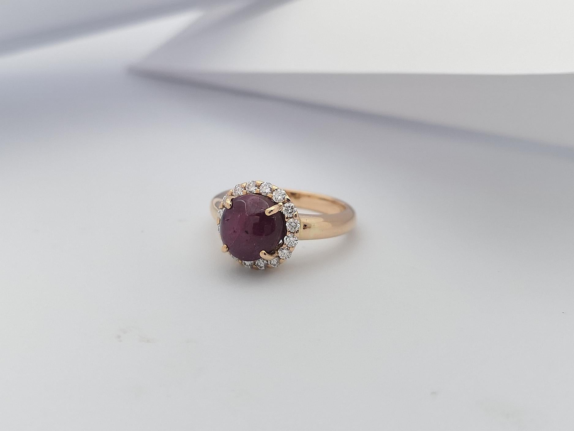 Anillo de rubí estrella con diamantes engastado en oro rosa de 18 quilates 4