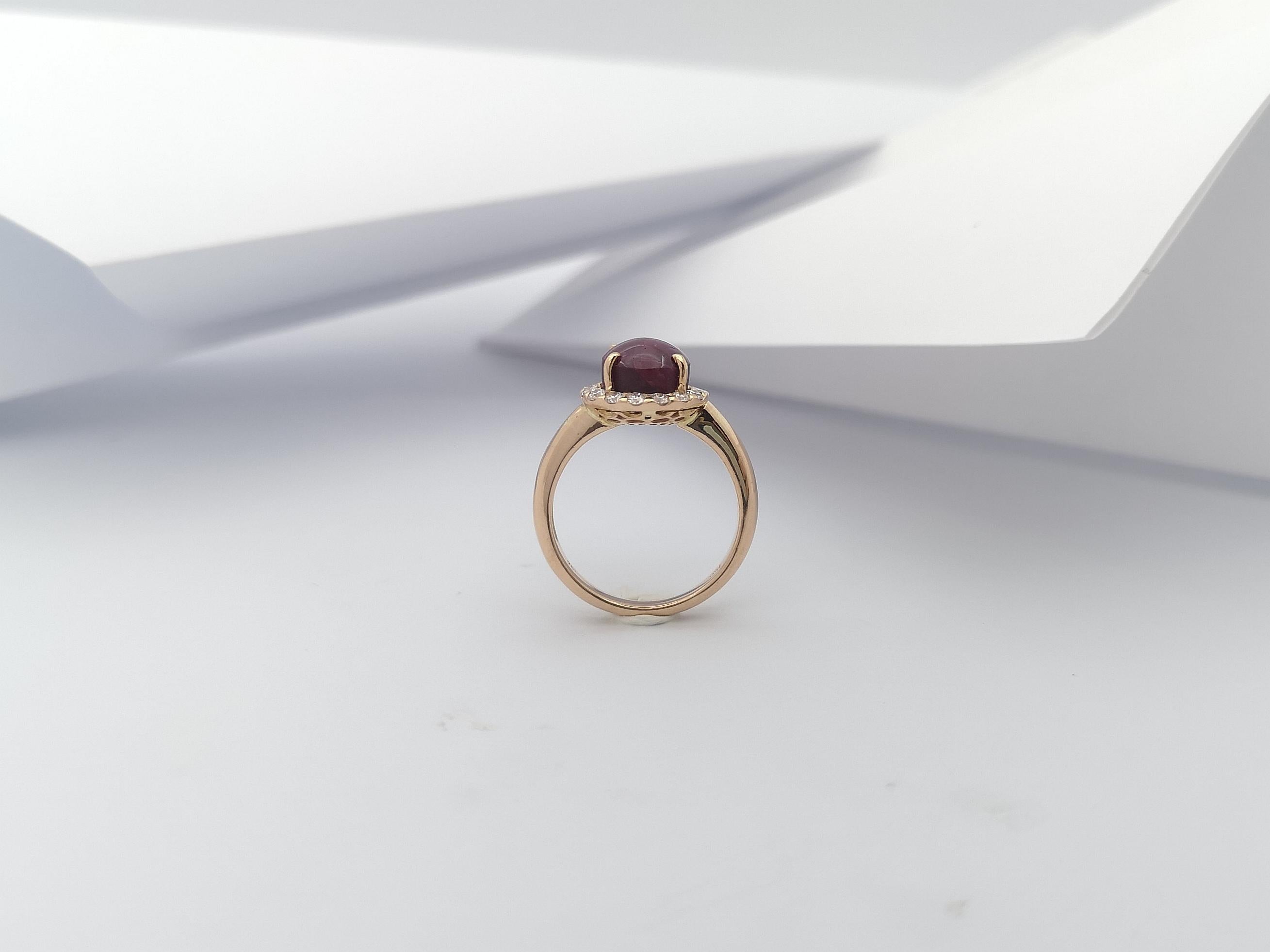 Anillo de rubí estrella con diamantes engastado en oro rosa de 18 quilates 6