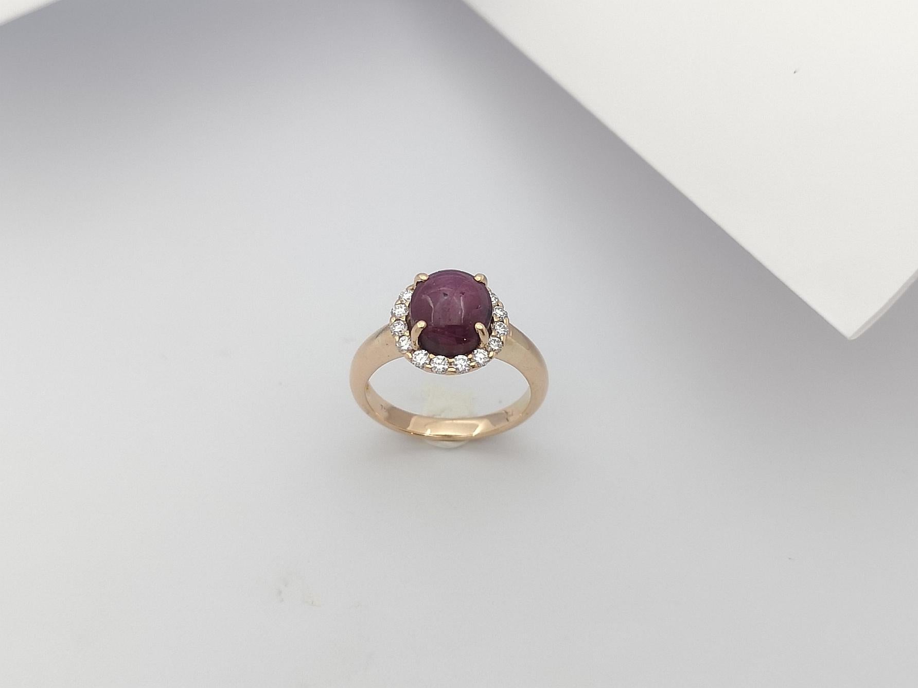 Star Ruby with Diamond Ring Set in 18 Karat Rose Gold Settings For Sale 4