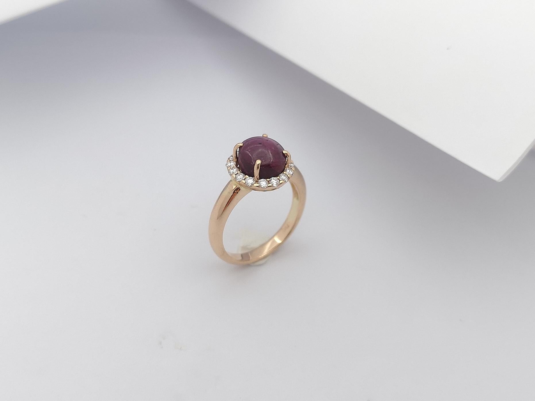 Star Ruby with Diamond Ring Set in 18 Karat Rose Gold Settings For Sale 5