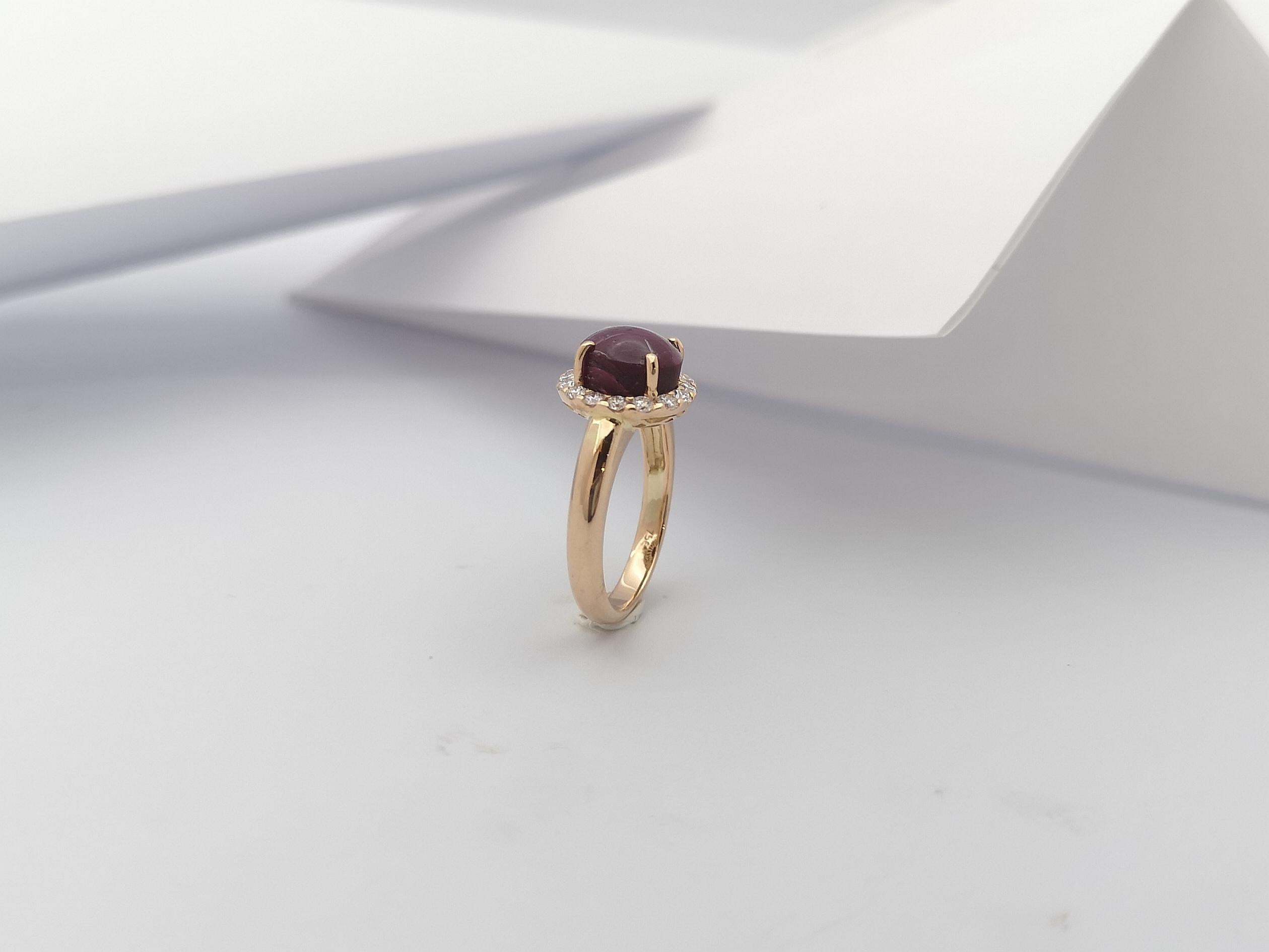 Anillo de rubí estrella con diamantes engastado en oro rosa de 18 quilates 9