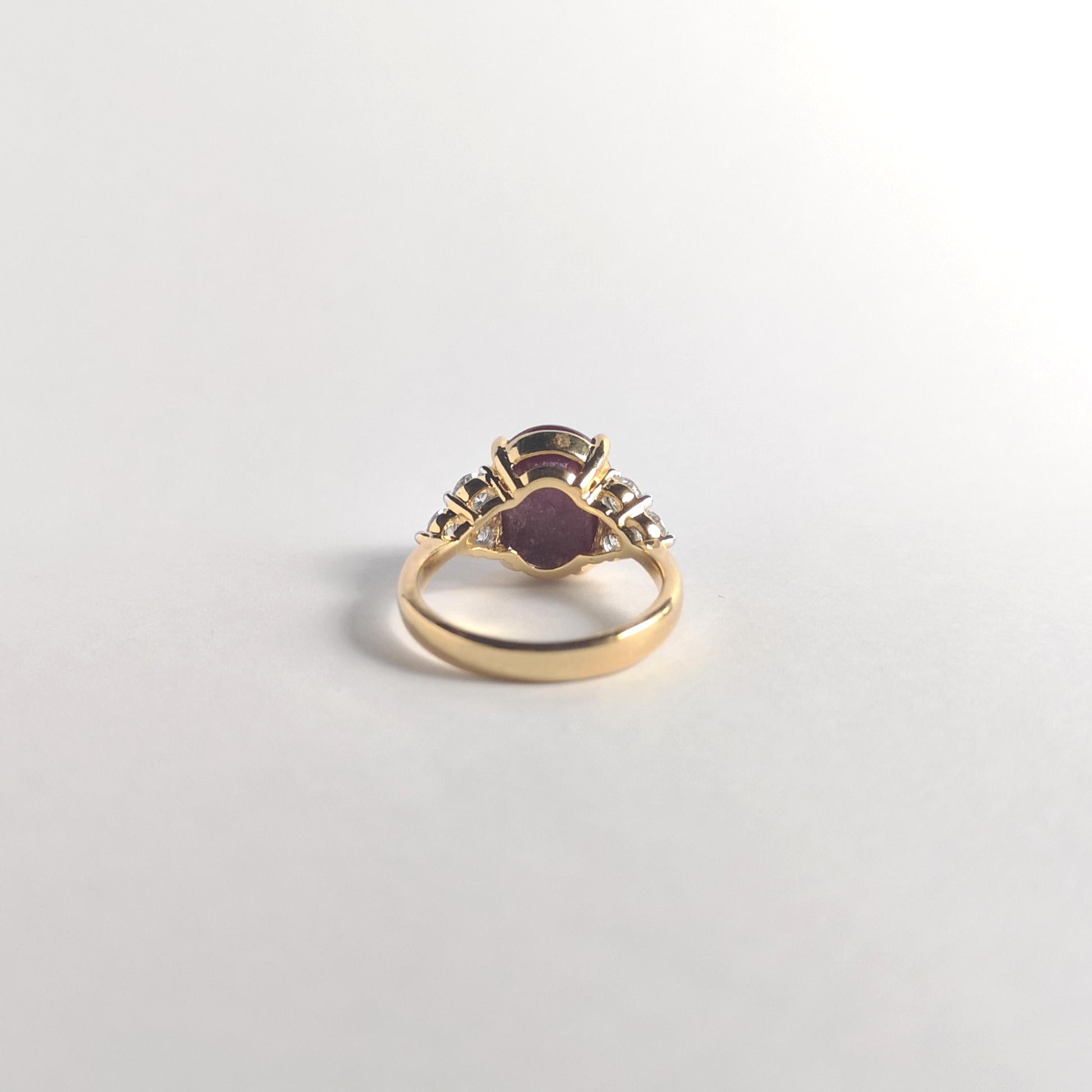 Sternrubin mit Diamantring in 18K Goldfassung im Angebot 5