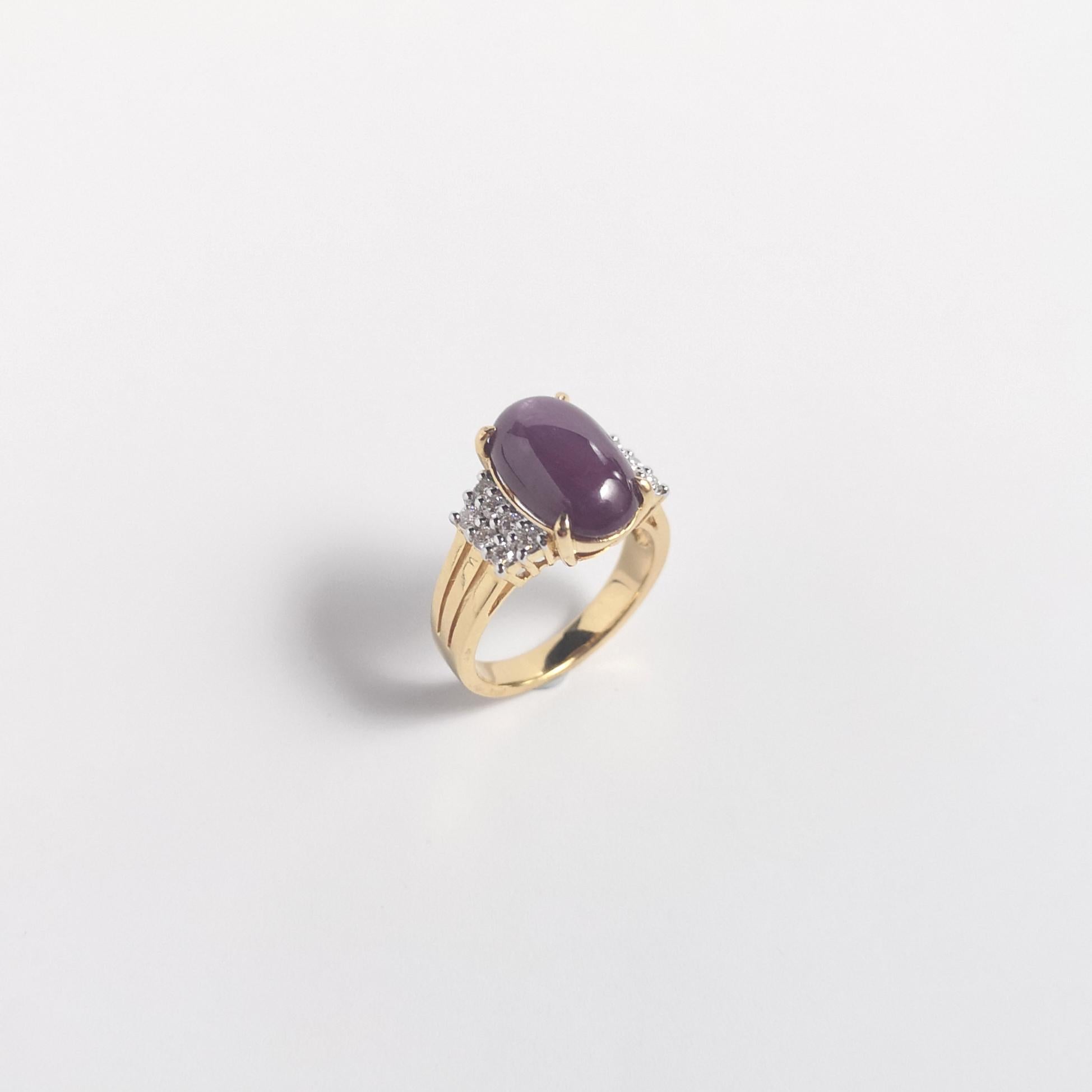 Anillo Estrella de Rubí con Diamante engastado en Oro de 18K en venta 5