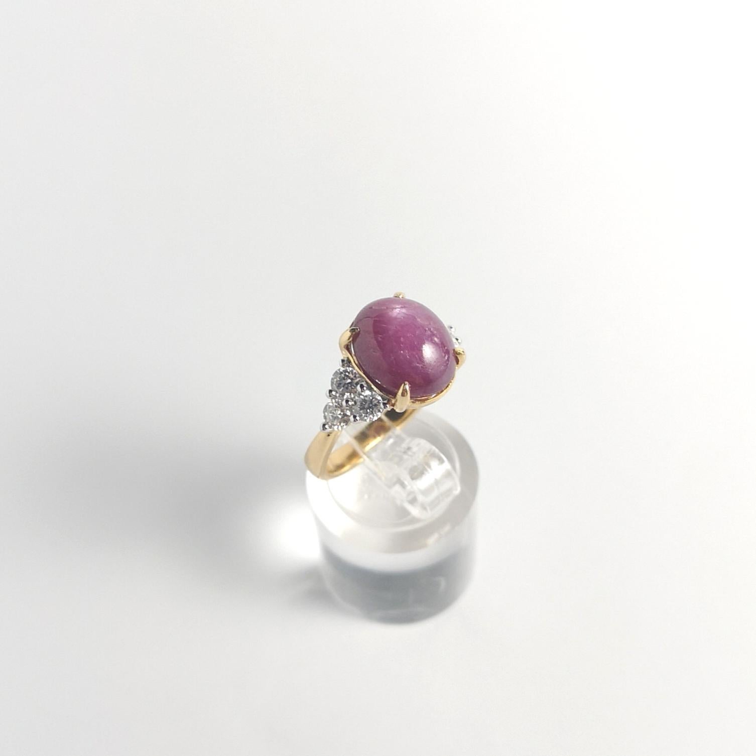 Sternrubin mit Diamantring in 18K Goldfassung im Angebot 7