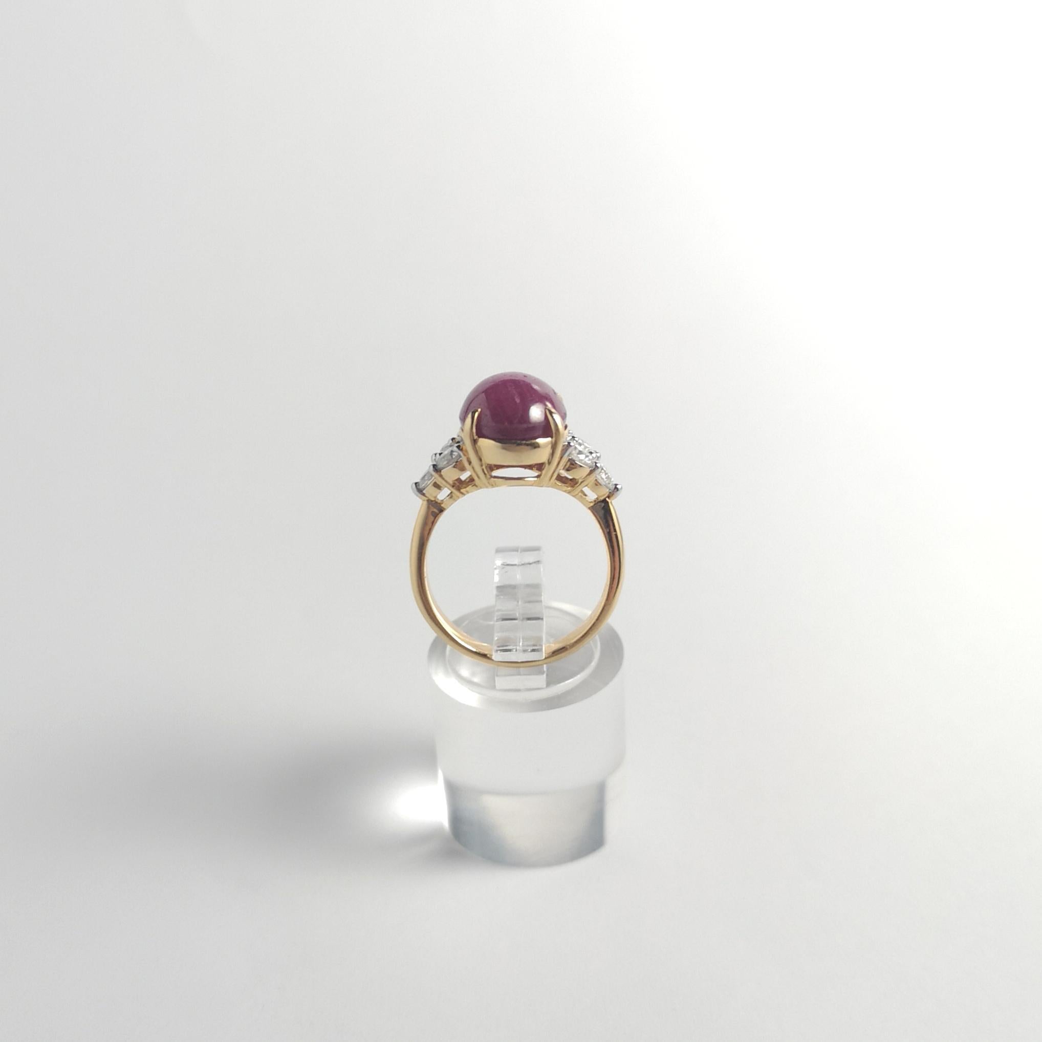Sternrubin mit Diamantring in 18K Goldfassung im Angebot 8