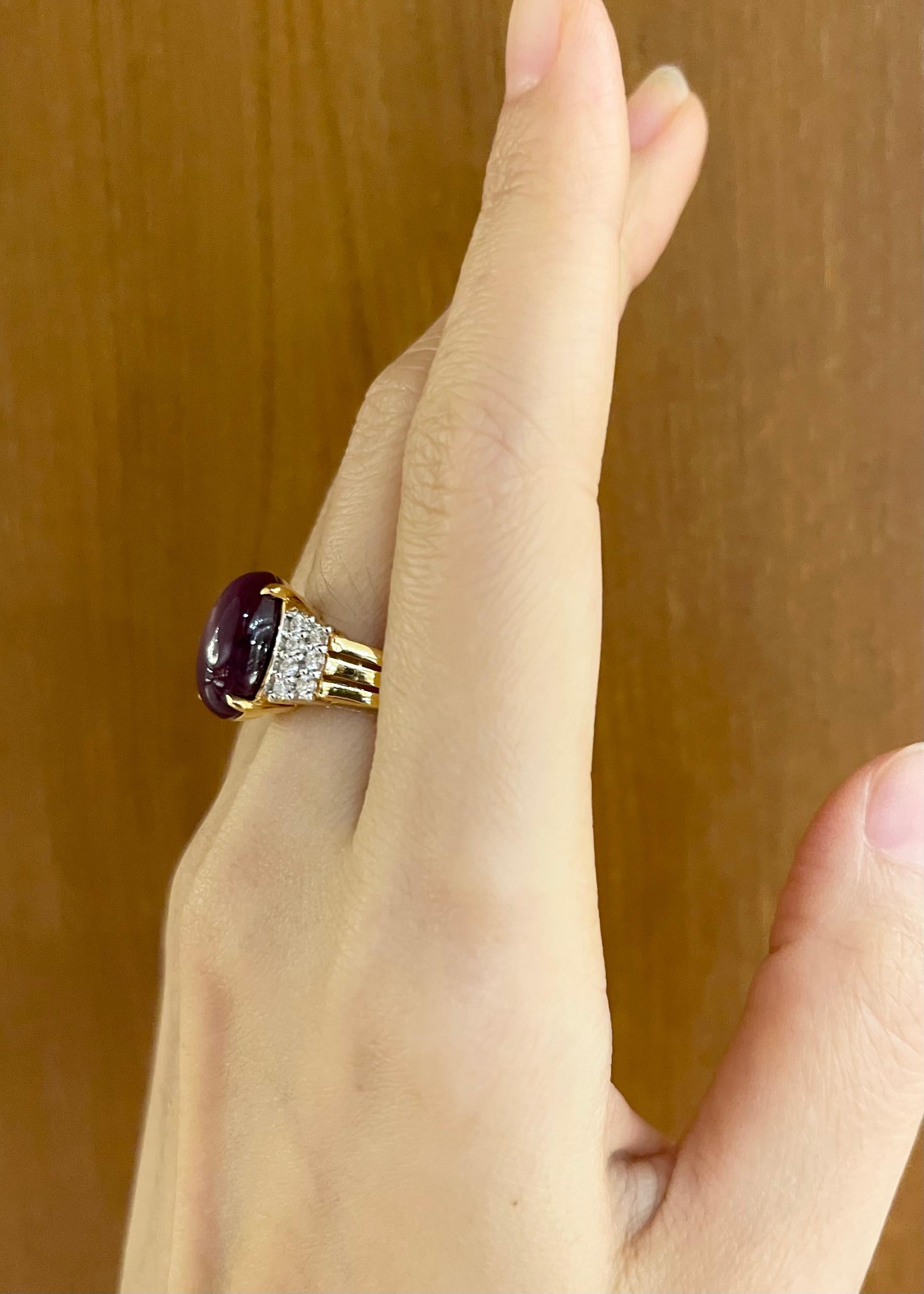 Anillo Estrella de Rubí con Diamante engastado en Oro de 18K Sin cortar en venta