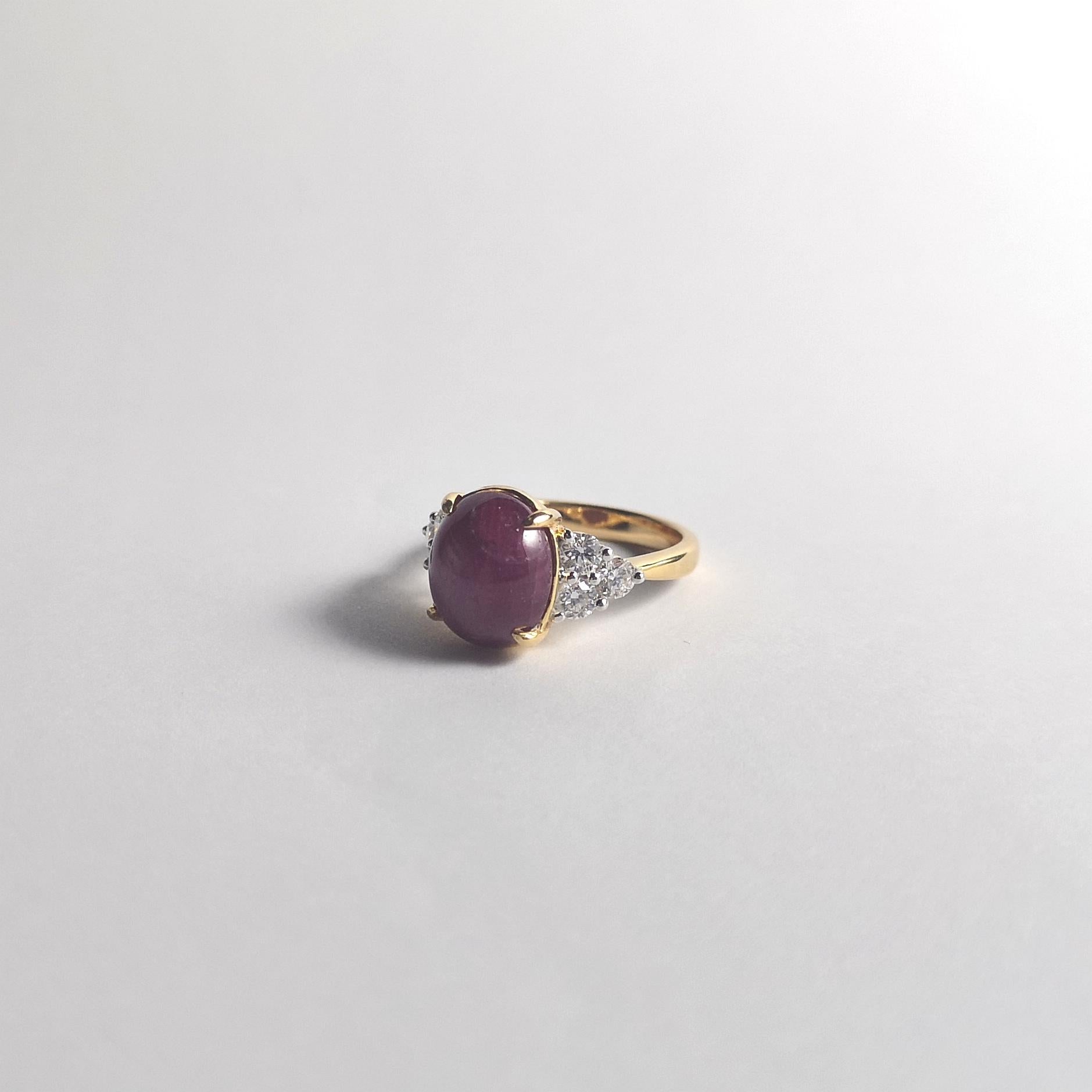 Sternrubin mit Diamantring in 18K Goldfassung Damen im Angebot