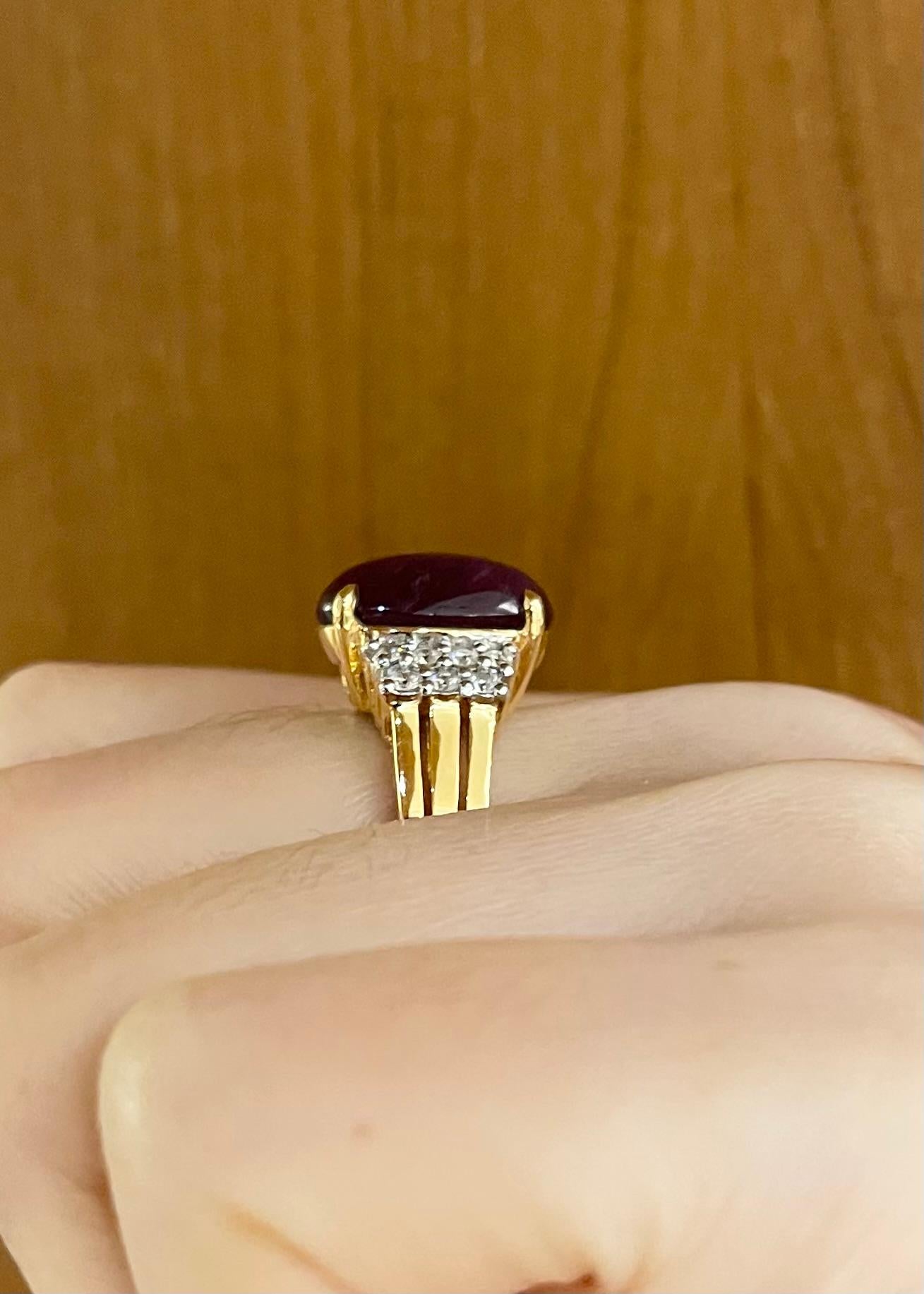 De las mujeres Anillo Estrella de Rubí con Diamante engastado en Oro de 18K en venta