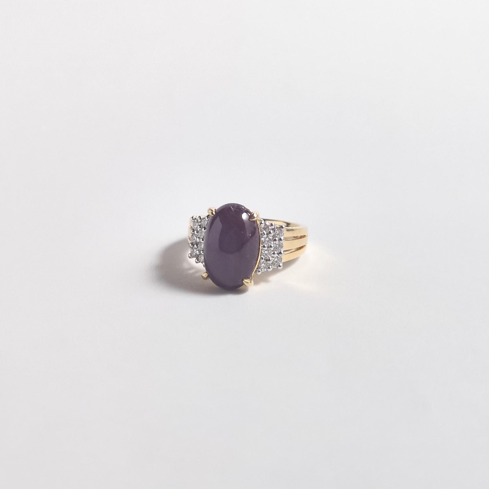 Anillo Estrella de Rubí con Diamante engastado en Oro de 18K en venta 2
