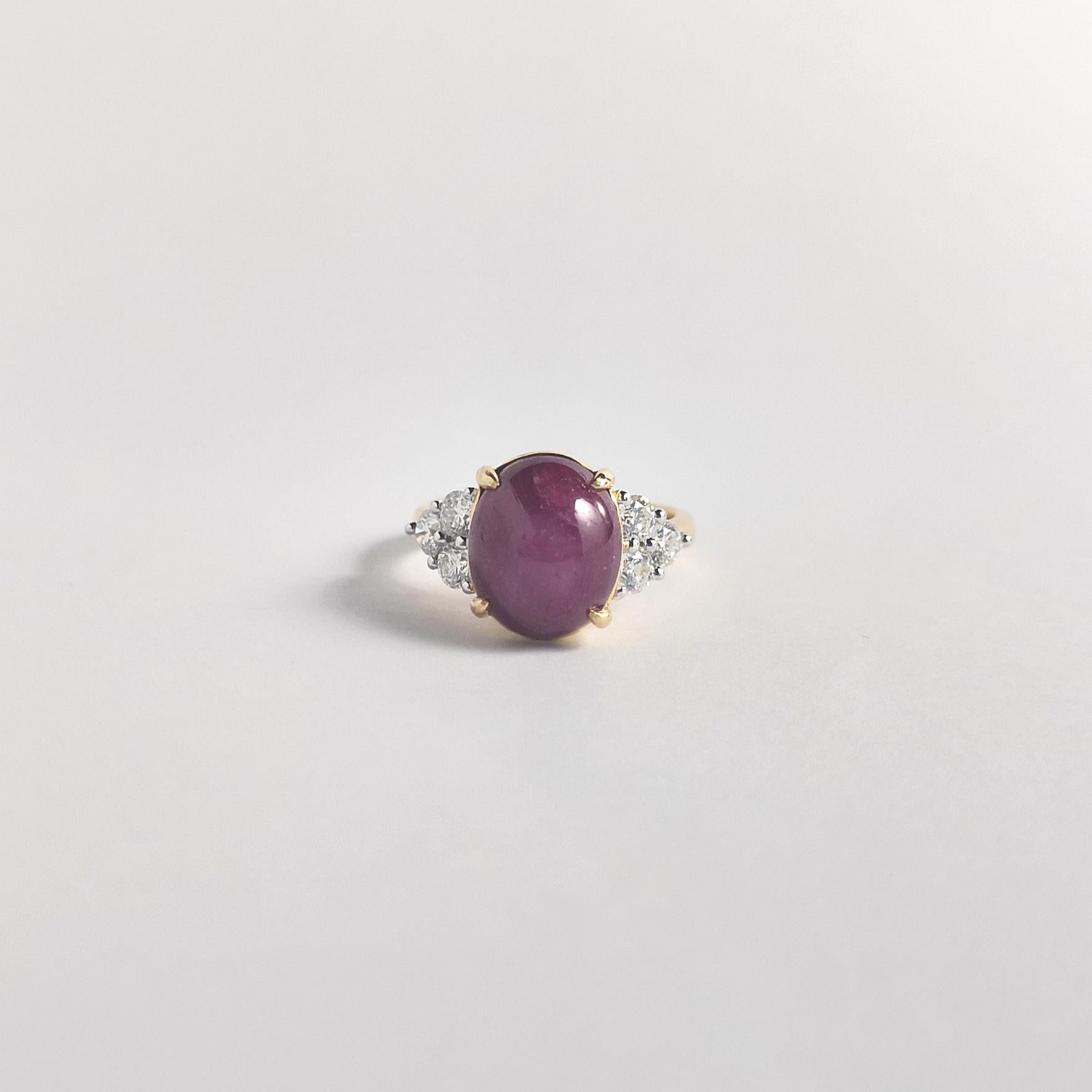 Sternrubin mit Diamantring in 18K Goldfassung im Angebot 3