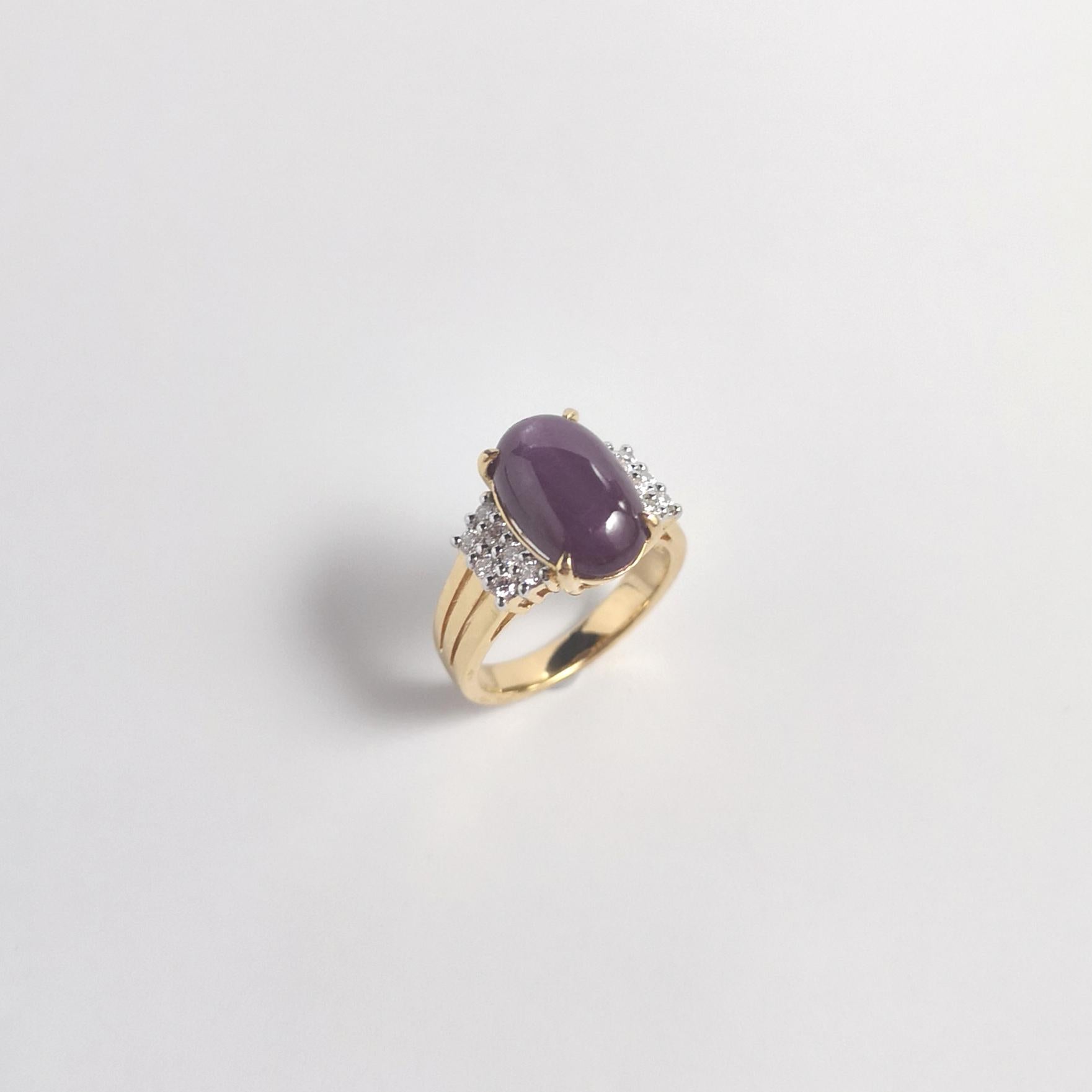 Anillo Estrella de Rubí con Diamante engastado en Oro de 18K en venta 3