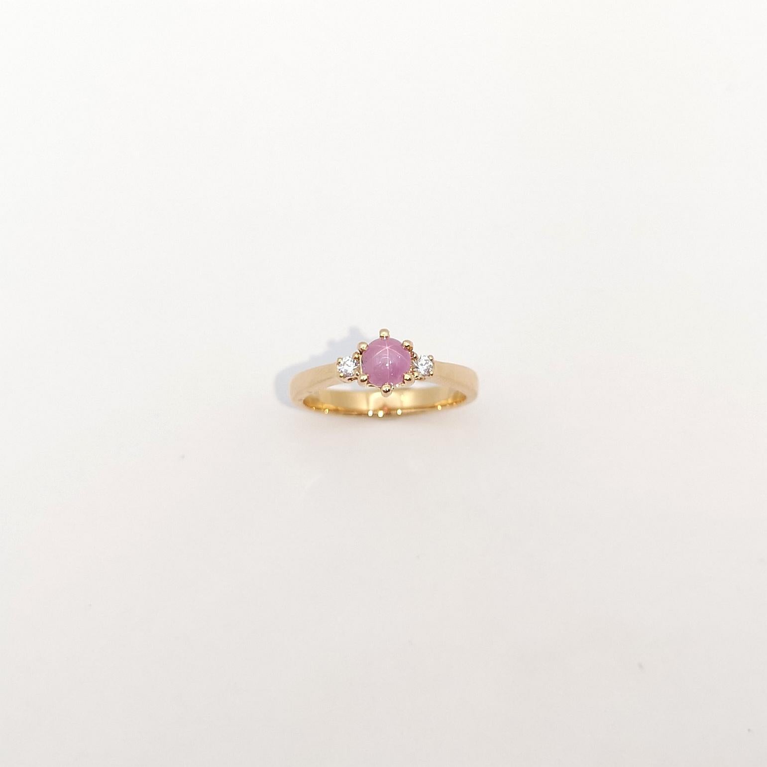 Sternrubin mit Diamantring in 18K Rose Gold Fassung im Angebot 5