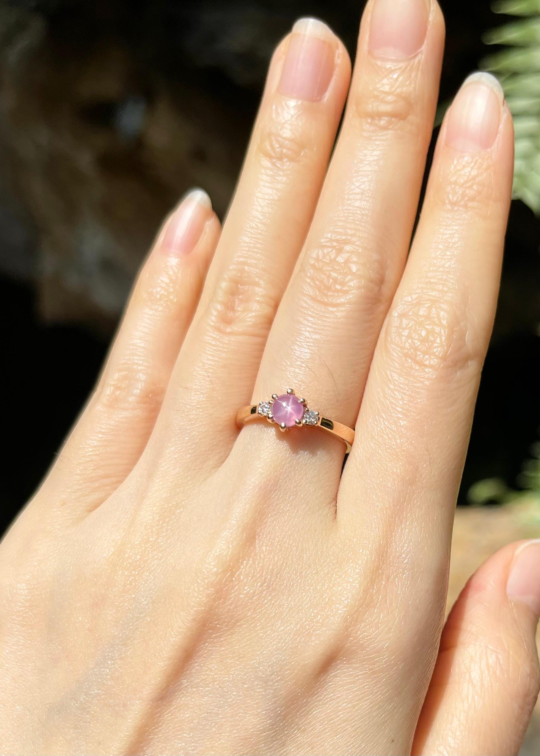Sternrubin mit Diamantring in 18K Rose Gold Fassung (Zeitgenössisch) im Angebot