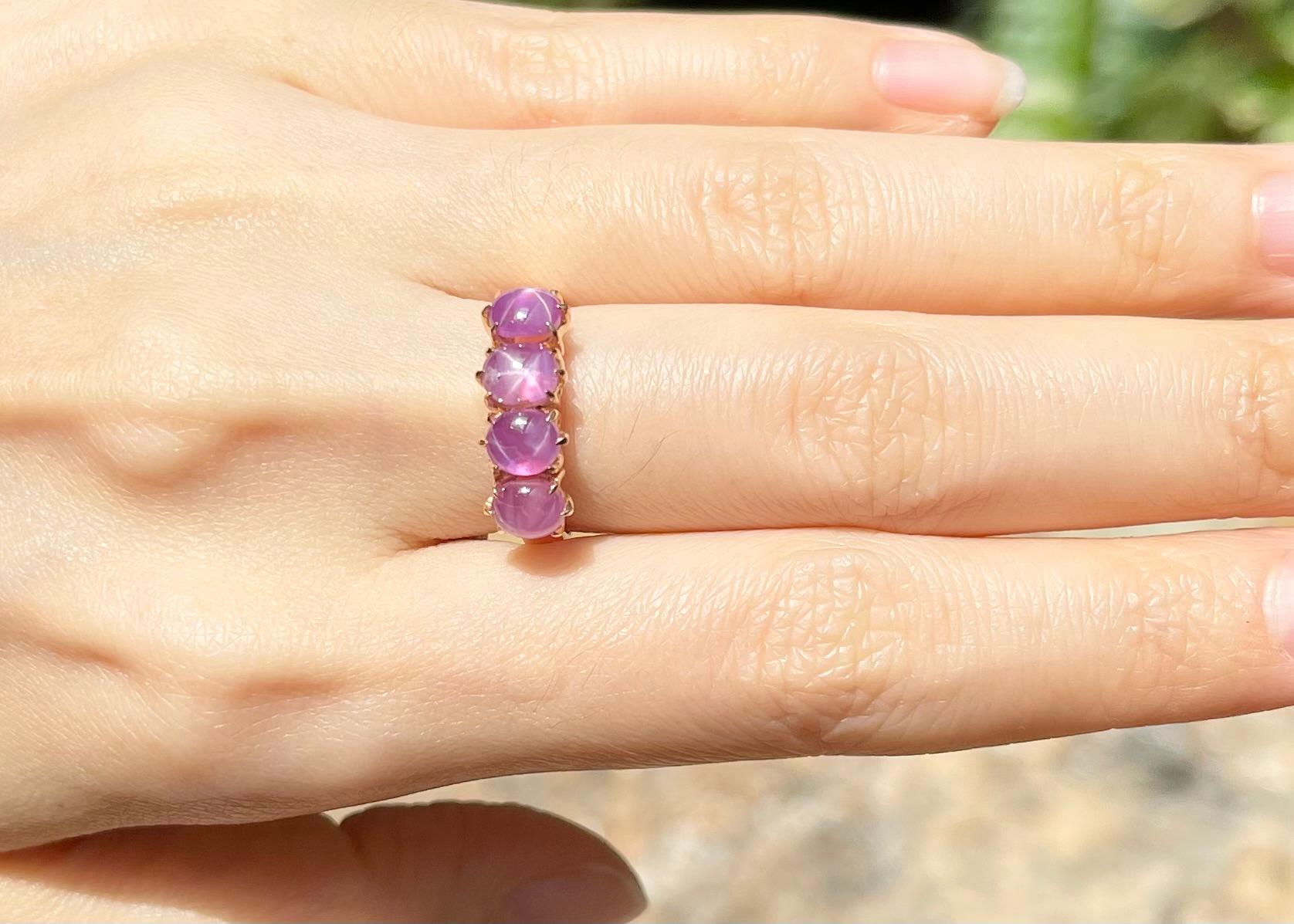 Anillo de Rubí Estrella con Diamante engastado en Oro Rosa de 18K Contemporáneo en venta