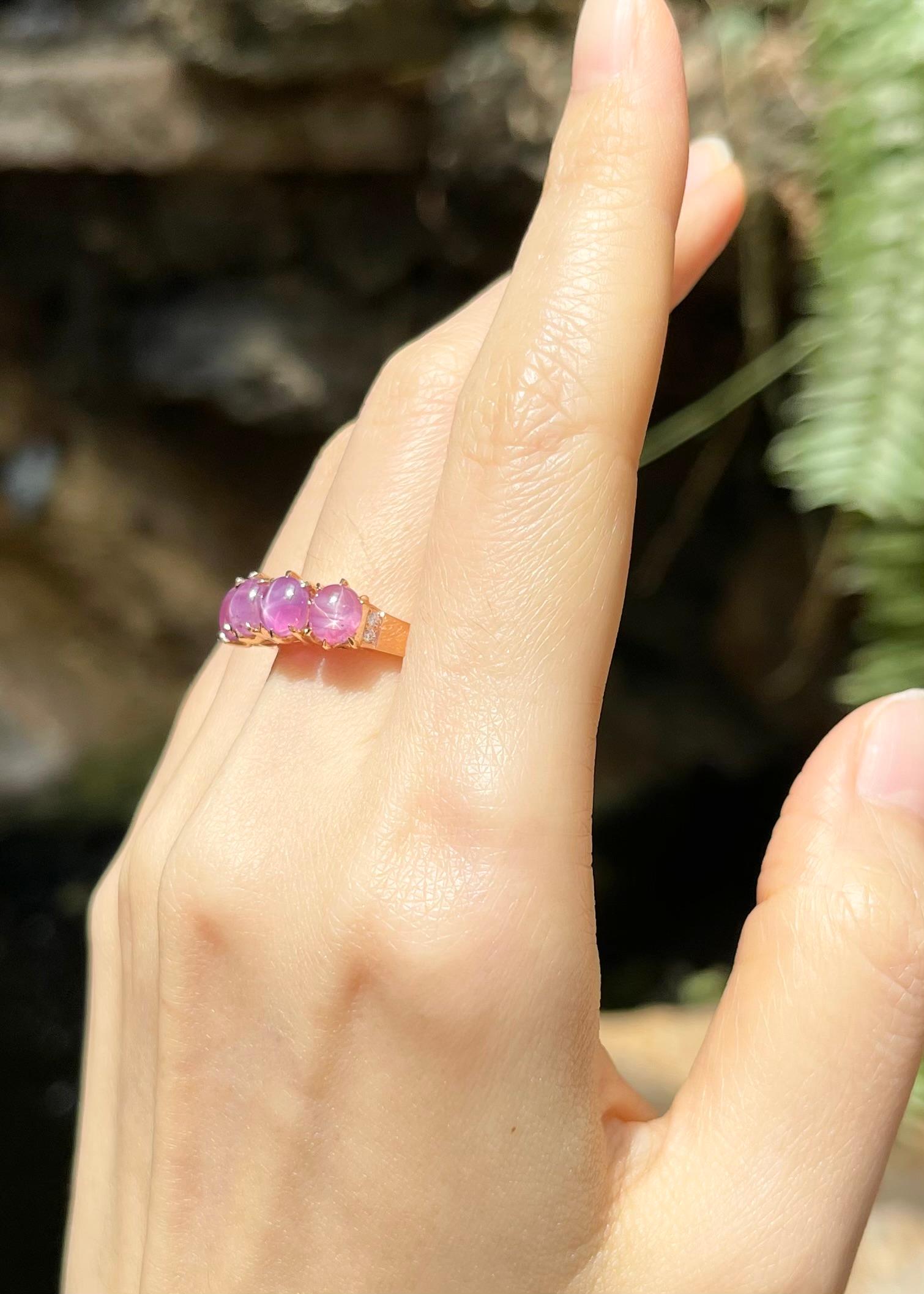Anillo de Rubí Estrella con Diamante engastado en Oro Rosa de 18K en Nuevo estado para la venta en Bangkok, TH
