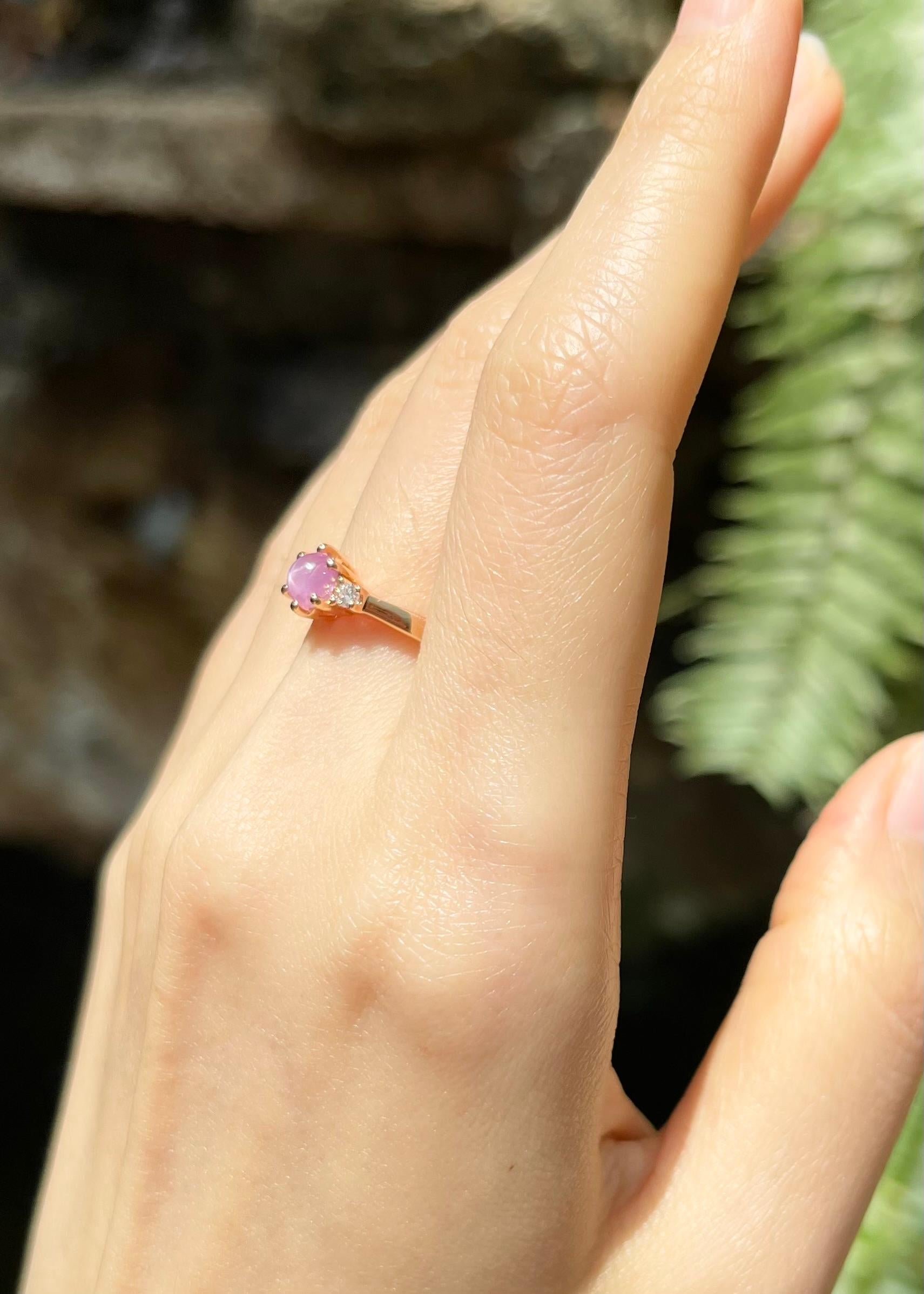 Sternrubin mit Diamantring in 18K Rose Gold Fassung Damen im Angebot