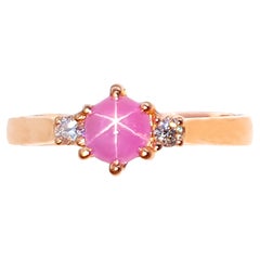 Bague étoilé avec diamants sertie en or rose 18 carats
