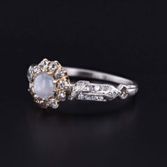 Star Sapphire and Diamond Halo Ring