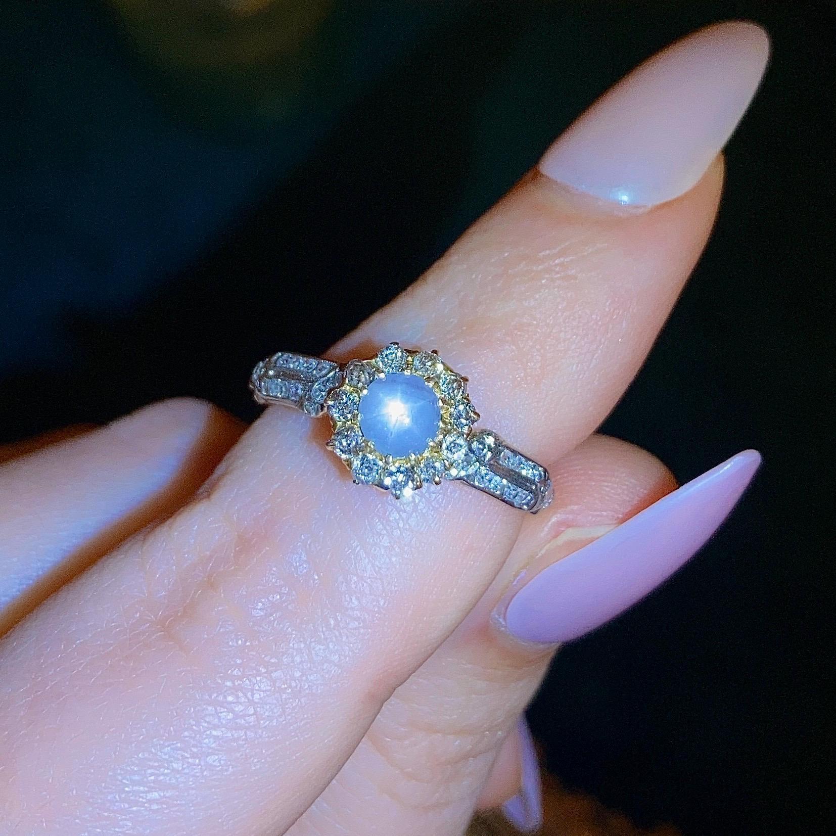 Anello a stella con zaffiro e diamante in vendita 1