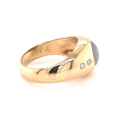 Star Sapphire and Diamond Pinky Ring, 18k Yellow Gold