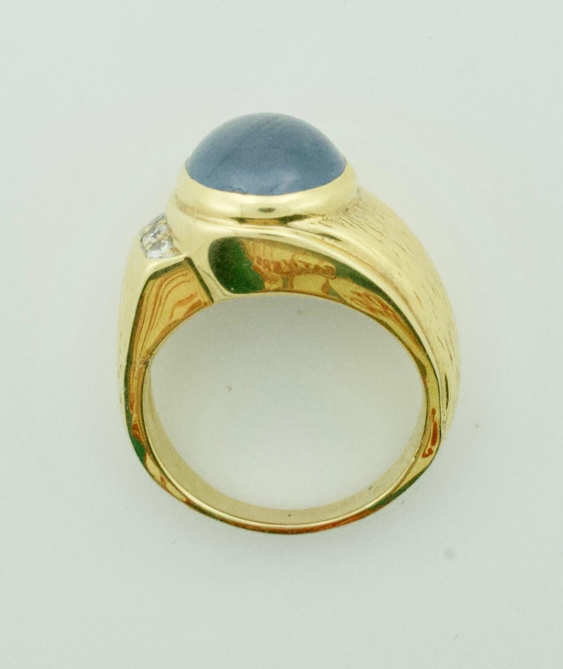 Star Sapphire and Diamond Pinky Ring, circa 1950s at 1stDibs star