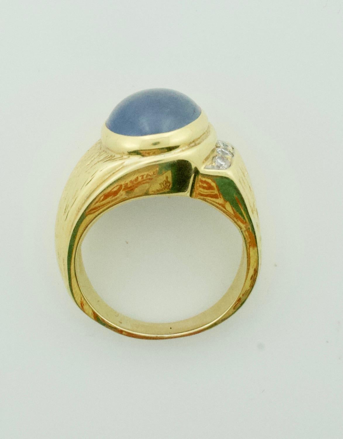 Star Sapphire and Diamond Pinky Ring, circa 1950s at 1stDibs star