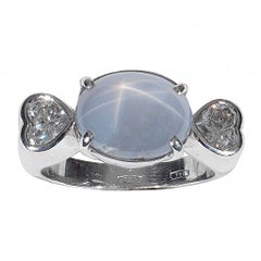 Star Sapphire Diamond Gold Ring