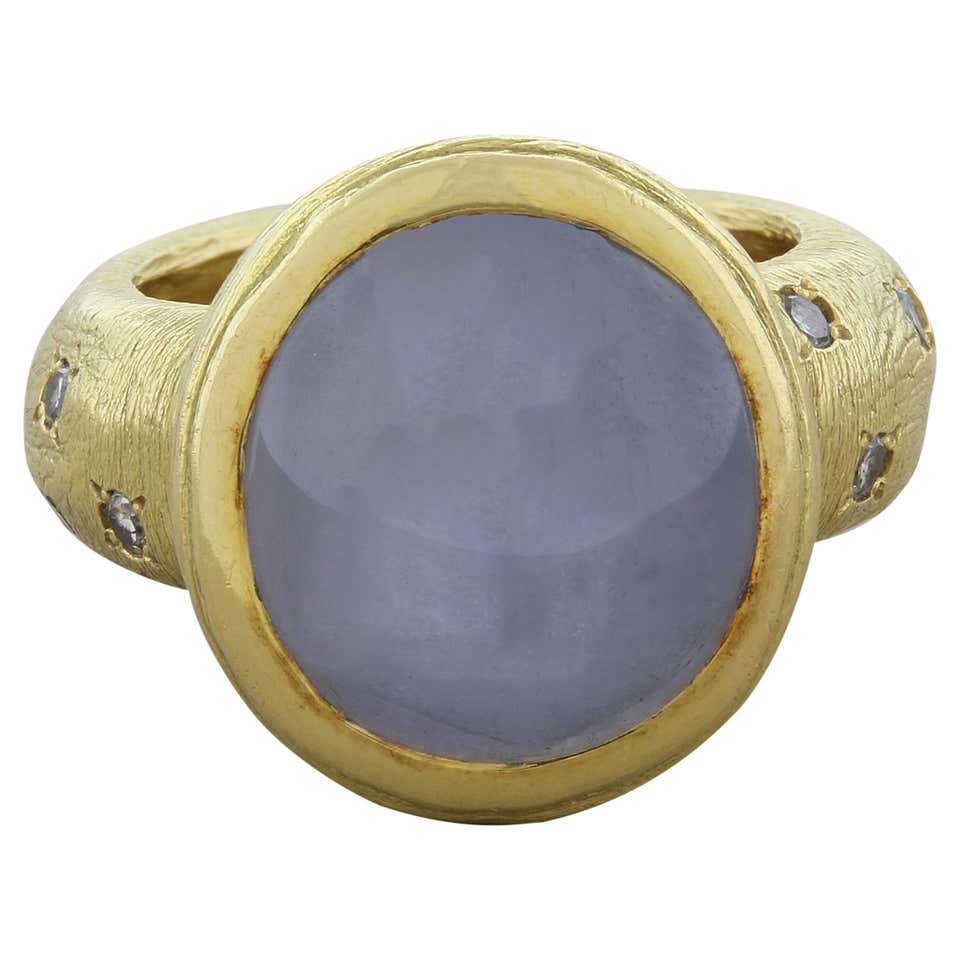 Star Sapphire Diamond Textured Gold Men’s Ring For Sale at 1stDibs