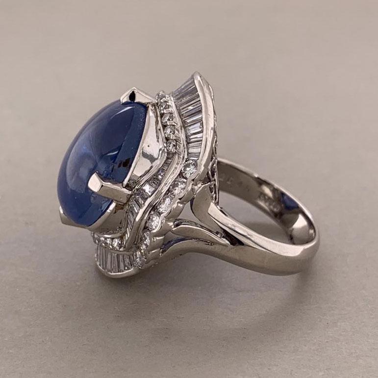 Star Sapphire Diamond Platinum Cocktail Ring, GIA Certified In New Condition In Beverly Hills, CA