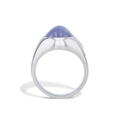 Star Sapphire Diamond Platinum Estate Ring