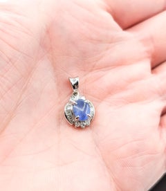 Star Sapphire & Diamond Platinum Pendant
