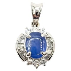 Star Sapphire & Diamond Platinum Pendant