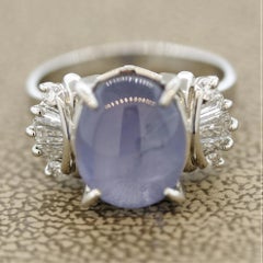 Star Sapphire Diamond Platinum Ring