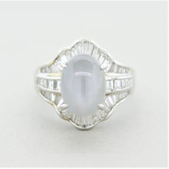 Star Sapphire Diamond Platinum Ring