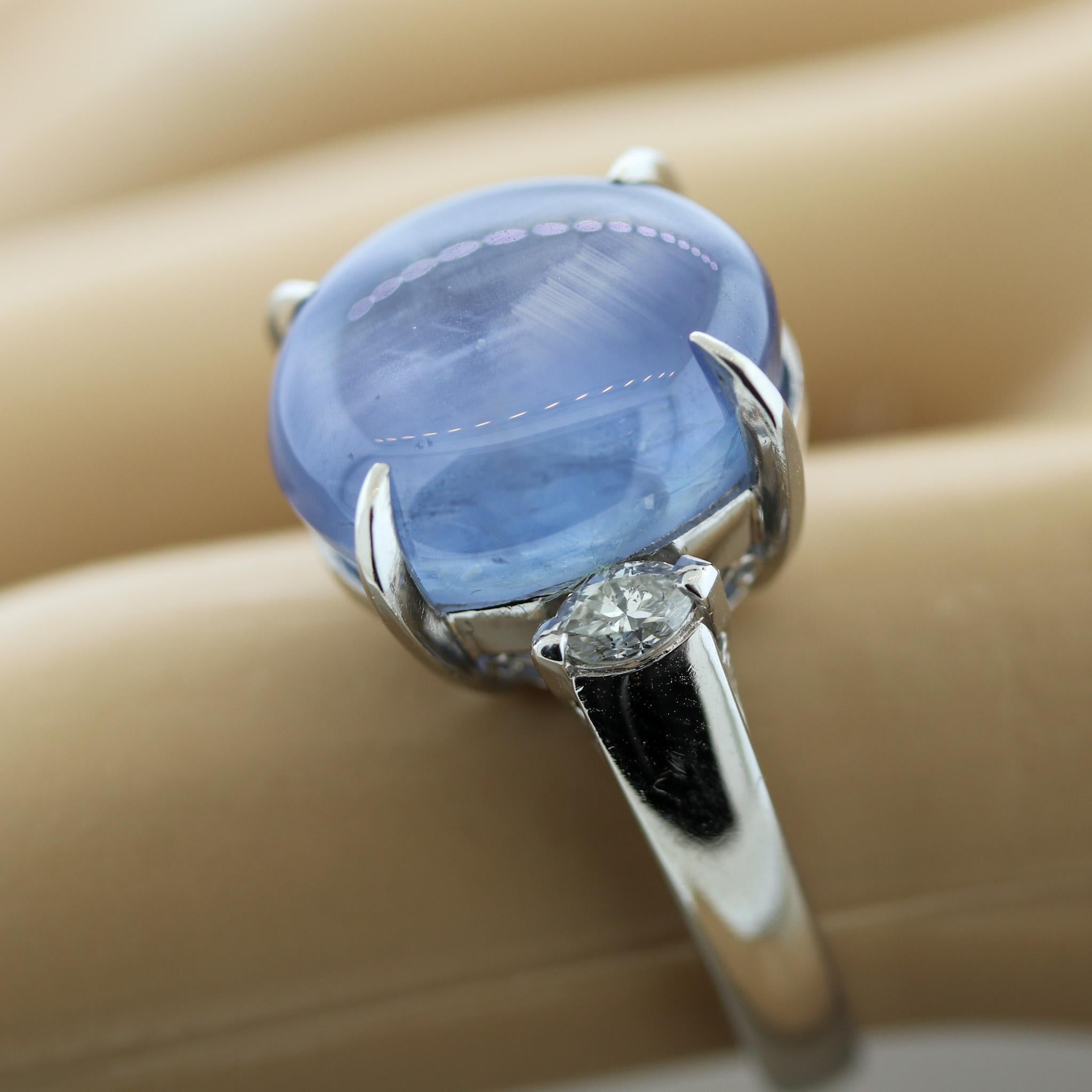 Women's Star Sapphire Diamond Platinum Ring For Sale