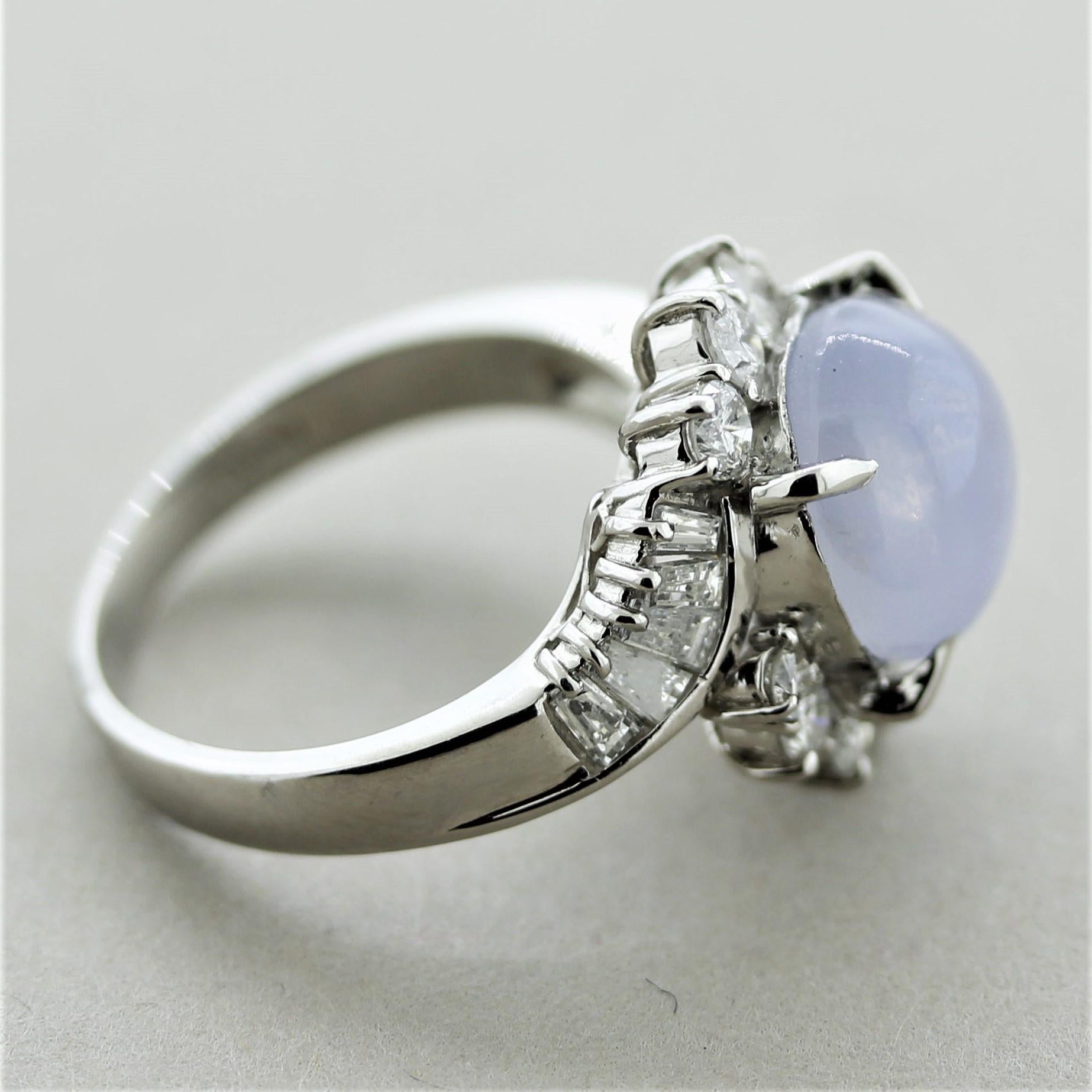 Star Sapphire Diamond Platinum Ring For Sale 2
