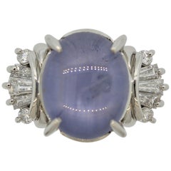 Star Sapphire Diamond Platinum Ring