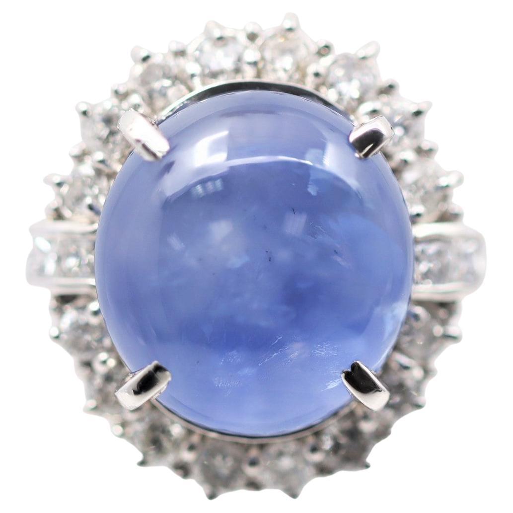 Star Sapphire Diamond Platinum Ring
